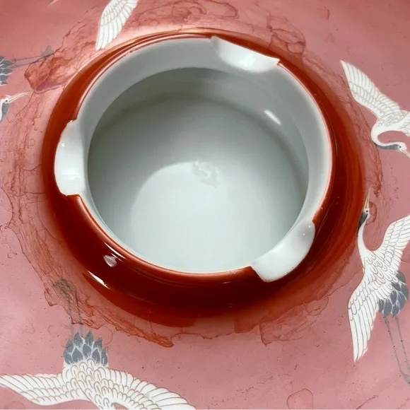 Vintage Noritake Japan Porcelain Vase Ashtray Flying Cranes Artsy Asian Ikebana‎ - Picture 6 of 6